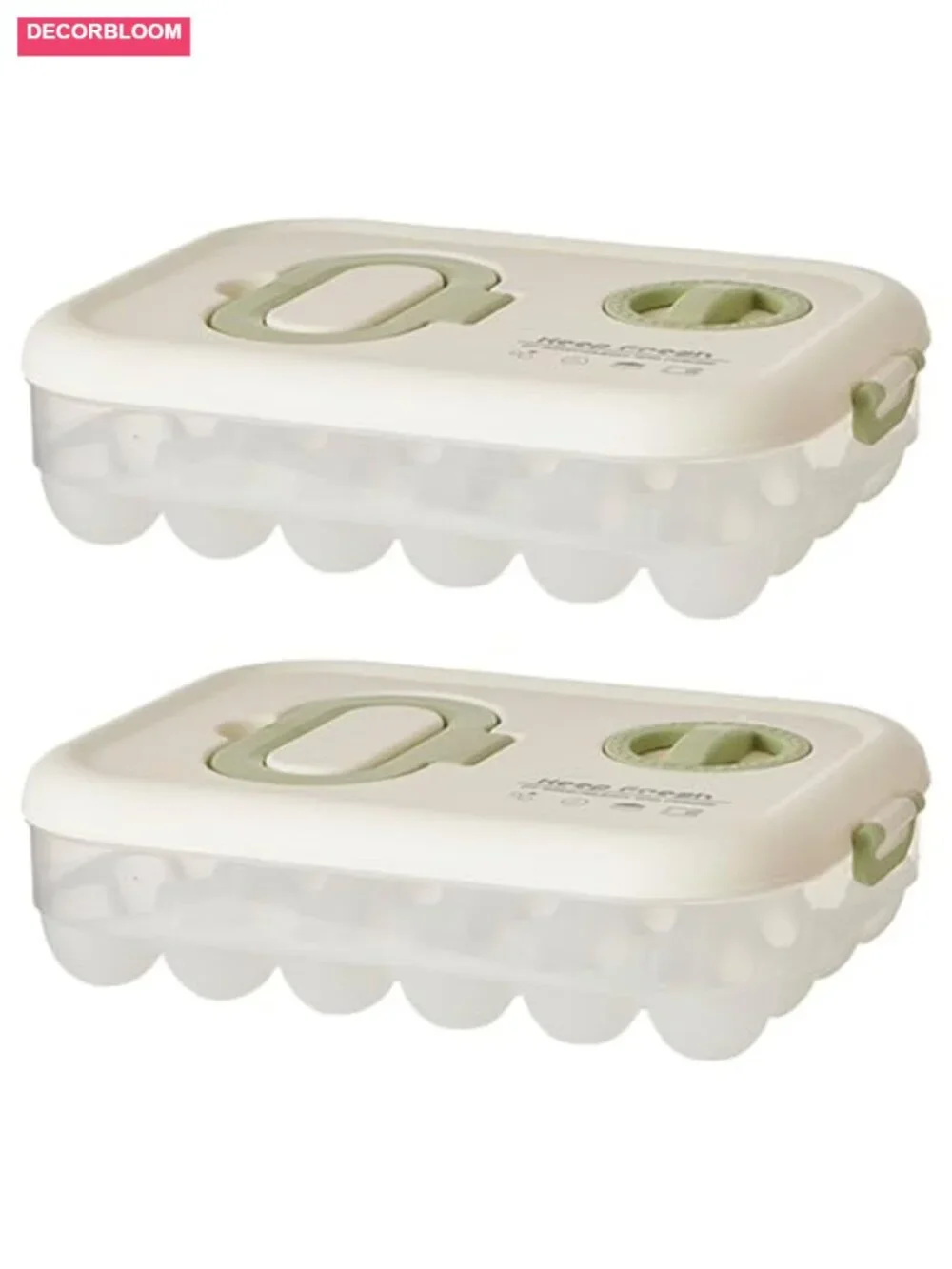 Stackable Egg Organizer with Lid & Handle, Clear Plastic, Pack of 2